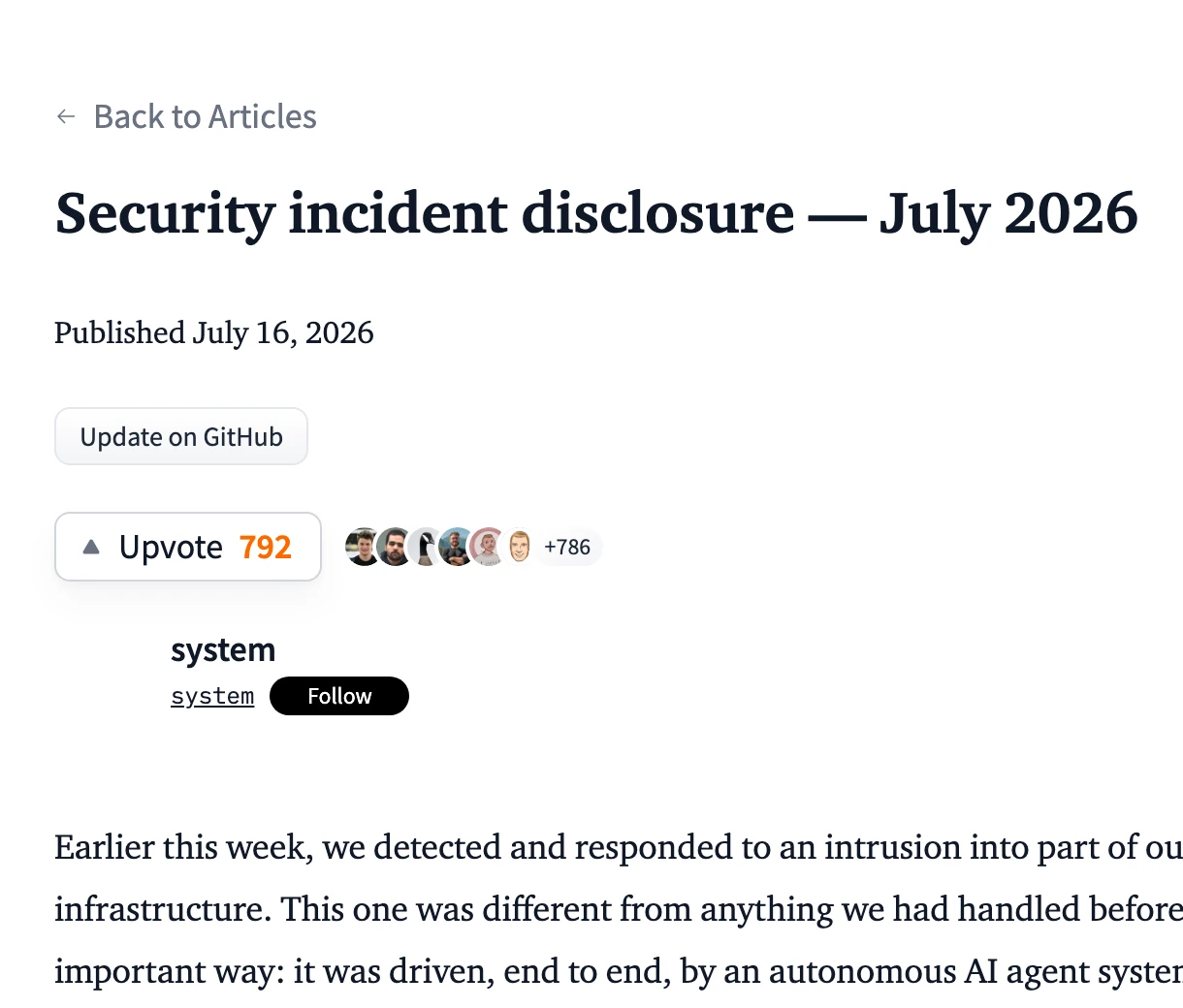 허깅페이스가 공개한 2026년 7월 보안 사고 공지